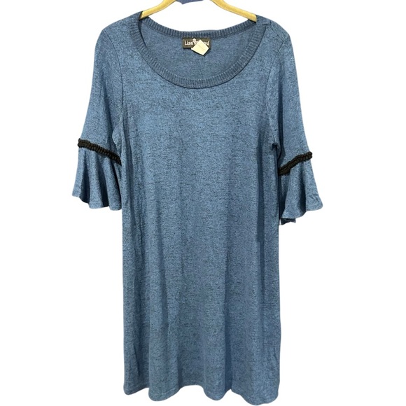 Liza Byrd Sweater Tunic Size Small Blue w/ Black Trim - Picture 1 of 9